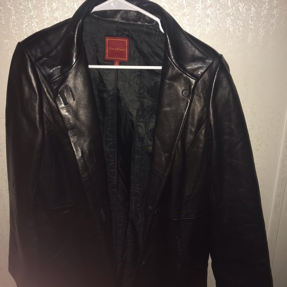 Cole Haan long   leather size s jacket